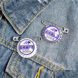 Pins Brooches Juice Soda Bottle Cap Brooches Custom Bag Lapel Pin Buckle Grape Jewellery 606 H1 Drop Delivery Dhgarden Dhtlv