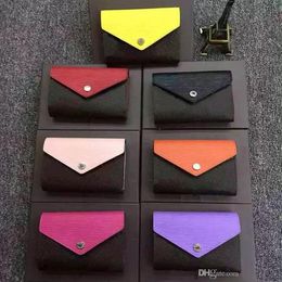 Designer Wallet leather multicolor coin purse short wallets Polychromatic purse lady Card holder classic mini zipper pocket206N