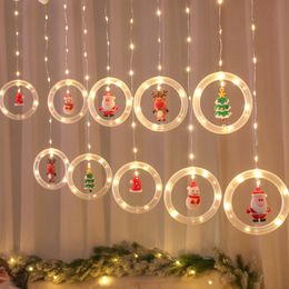 Christmas Decorations LED Santa Claus Snowman Tree Curtain String Light Noel Ornaments Decoration for Home Xmas Gift Navidad 221125