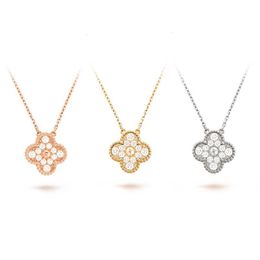 clover necklaced iamond lucky cleef necklaces designer jewelry for women party Christmas gift brand letter-V golden rose gold mens tennis chain silver