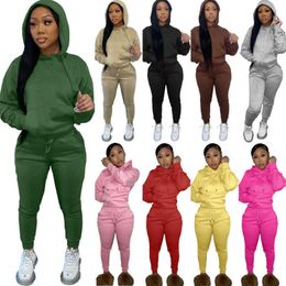 Women Hoodies Pullover Tracksuits Fall And Winter 2 Piece Pants Outfits Long Sleeve Plush Sweater Sweatpants Tracksuit Sweatsuit Xs-2xl