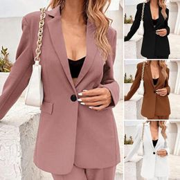 Women's Suits Long Sleeve Flap Pocket Single Button Back Split Blazer Jacket Autumn Winter Solid Colour Lapel Office Suit Workwear Coats