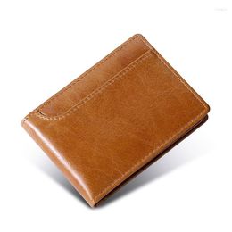 Card Holders Genuine Leather Business Holder Short Slim Wallet For Cards Casual Case Driver's Licence