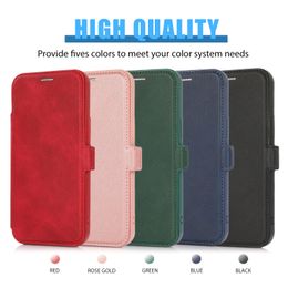 Wallet Phone Cases for Samsung Galaxy S21 S20 Note20 Ultra Pure Colour Magnetic Buckle PU Leather Flip Kickstand Cover Case with Card Slots