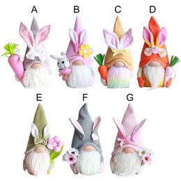 Easter Party Decorations Rabbit Gnome Bunny Dwarf with Carrots Kids Gift Toys Spring Home Decor