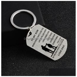 Key Rings Dad Mom To My Son Daughter Key Rings Personalised Custom Military Dog Tags Pendant Gift Never Forget That I Love You Drop Dhnoa