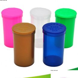 Storage Boxes Bins 70X40Mm Plastic Herb Box Airtight Container Storage Case Various Patterns Colors Organizer Cylindrical Shape 1 Dhf5O