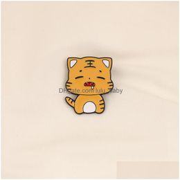 Pins Brooches Small Tiger Alloy Brooches For Boys Girls 4Pcs Set Cartoon Creative Jewelry Enamel Lapel Pins Funny Animal Badges Den Dhipw