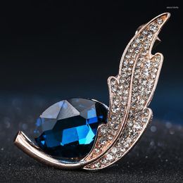 Brooches Rhinestone Brooch Women Men's Suit High-end Gentleman Character Temperament Leaf Crystal Corsage