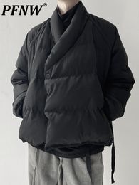 Mens Down Parkas PFNW Winter Autumn Silhouette Short Fashion Coat Loose Japanese Retro Original Dark Style Niche Design Padded 12A5903 221128
