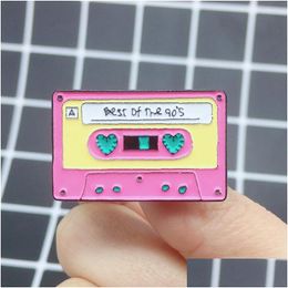 Pins Brooches Funny Ins Creative Tape Brooches 4Pcs Set Cartoon Custom Colour Cassette Enamel Pins Christmas Gift Alloy Paint Brooch Dhhbp