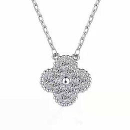 s S925 Sterling Silver Clover women's diamond Star Necklace long sweater full Diamond Pendant