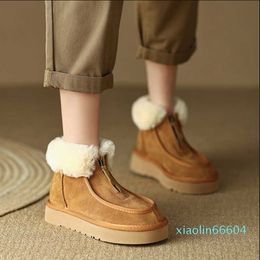Boots Running snow boots winter round head thick bottom front zipper casual comfortable cotton boots