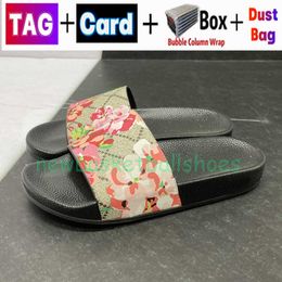 2022 Designer Slides Mens Womens Slippers with Original Box Dust Bag black floral flowers Canvas green flowers shoes Fashion luxury sum