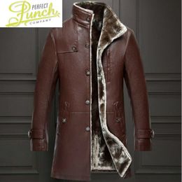 Men's Leather Faux Jacket Men AYUNSUE Clothes Wool Liner Tops Winter Sheepskin Coat Plus Size 6XL Ropa De Hombre T6012 221124