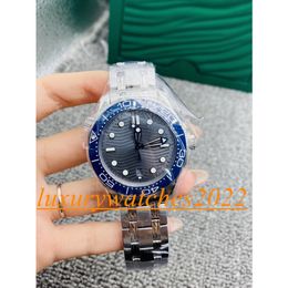 Luxury Watch 42mm Blue ceramic bezel gray wavy texture surface Automatic Mechanical Stainless steel Men's swiming Watches Spectre Sports wristwatch