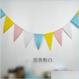 Decorative Objects Figurines Party Decorations Flag Pling Non Woven Fabric Triangle Colorf Birthday Banner Kids Room Pennant Flags Dhp6K