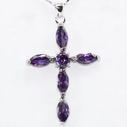 Beautiful Jewellery HOT Amethyst Cross Pendant Necklace 17"