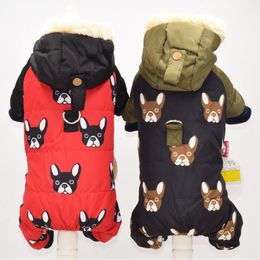 Dog Apparel Pet Autumn and Winter Clothes Fourlegged for Small s Fashion Printed Red Black Colors Sxxl Size Jackets 221125