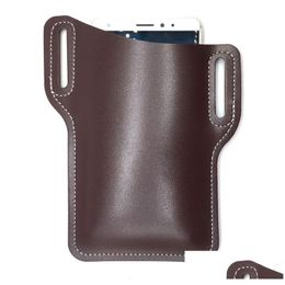 Other Home Storage Organization Male Female Mobile Phone Bag Fashion Accessory Outdoor Motion Pure Color Leather Retro Cellphone P Dh1Ux