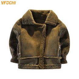 Coat VFOCHI Boys Girls Wool Suede Jacket Winter Kids Windproof Children Clothing Unisex Outerwear 221125