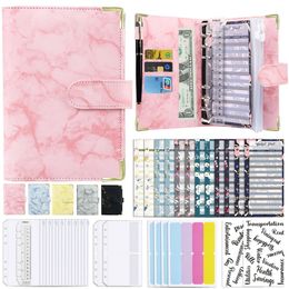 Filing Supplies A6 Budget Planner PU Leather Notebook Binder Organiser Cash Envelopes Wallet Cover Pockets Expense Sheets 221128