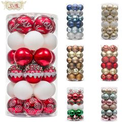 Christmas Decorations Valery Madelyn30pcs Balls 6cm for Tree Blue Plastic Ornaments Home Pendants 221125