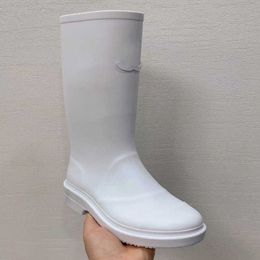 Rubber Women 23FW Rain Boots Designer PVC Knee Boot Platform Boots Knee-high Waterproof Welly Rubber Soles Outdoor Winter Boots 5 ColorNO431