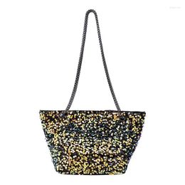 Evening Bags 2022 Fashion Sequin Tote Bag Large Capacity Women's Shoulder Messenger Female Luxury Handbags Girl Chain Underarm