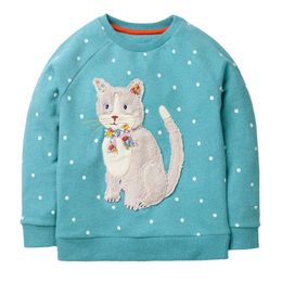 Pullover Little maven Baby Girls Clothes Spring and Autumn Sweatshirt with Lovely Cat Children Casual Tops for Kids 2-7 year 221128