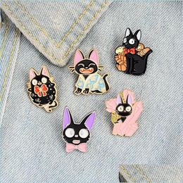 Pins Brooches Black Cat Jiji Enamel Pins Cartoon Movie Brooches Custom Animal Badge For Bag Hat Clothes Lapel Pin Collar Je Dhgarden Dhvfm