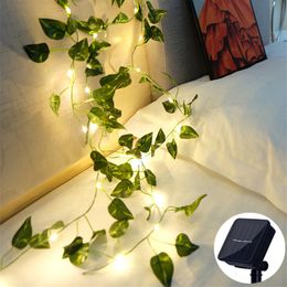 Garden Decorations Solar LED Lights Maple Leaf Fairy Waterproof Outdoor Garland Lamp Christmas for Decoration 221125