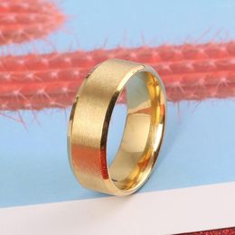 Wedding Rings Stainless Steel Simple Design Plain Gold Black Plated For Trendy Men Woman Jewellery Gift