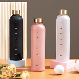 1000ML Tritan Water Bottle Tumbler with Time Scale Plastic Space Cup Large Capacity Sport Kettle Frosted Casual Cup Z11