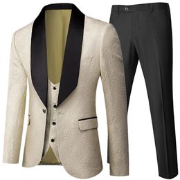 Men's Suits Blazers Banquet Feather Embossing Process Designer Blazer Jacket Pants Vest Suit Coat Waistcoat Trouser 3 Piece Set 221124