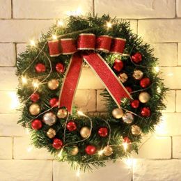 Decorative Flowers Christmas Wreath Garland With Lights Door Xmas Fireplace Decor For Decoration Doors C3H5