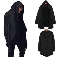 Men's Hoodies Men Hooded Jacket 2022 Brand Fashion Casual Long Sleeves Cloak Coats Plus Size Black Gown Mantle Sweatshirts Hip Hop