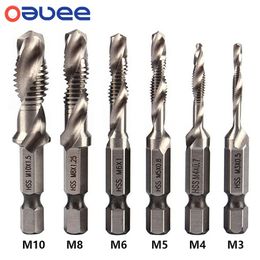 Other Hand Tools 16Pcs Tap Drill Bit Set Hex Shank Plated HSS Screw Thread Machine Compound M3 M4 M5 M6 M8 M10 221128