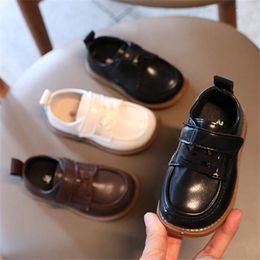 Flat Shoes Kids Leather Fashion Lace-up Non-slip Boys Girls Soft Sole Casual Baby Sneakers PU Single 21-30