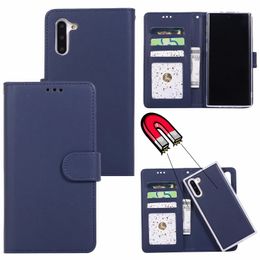 Wallet Phone Cases for Samsung Galaxy S22 S21 S20 Note20 Ultra Note10 Plus Lambskin Veins 2in1 Magnetic PU Leather Flip Kickstand Cover Case with Card Slots