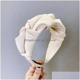 Headbands Fashion Women Hairband Classic Wide Side Headband Flower Pleated Casual Hair Accessories Turban Wholesale Drop Delivery Je Dhlaq