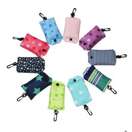 Storage Bags Foldable Storage Bag Reusable Easy To Carry Shop Bags Stripe Flower Round Dot Pattern Handbag New Arrival 2 8Wb B Drop Dhogu