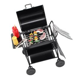 Garden Decorations 112 Dollhouse Miniature Metal Barbeque BBQ Roasting Oven Picnic Accessories Metal Kitchen Pretend Toys Ware Accessories Black 221126