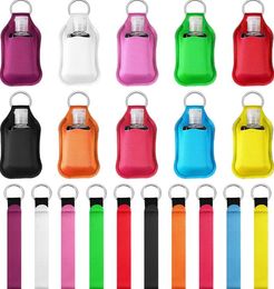 Party Supplies 3pcs sets Reusable Neoprene Hand Sanitizer Keychain Holder Set Wristlet Keychains Holders Pouch Kits With 30ML Leak Proof Flip Cap Travel Bottle SN