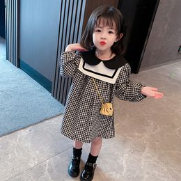 Girl's Dresses Toddler Girls Plaid Pattern Party Casual Style Kids Spring Autumn Clothing 221125