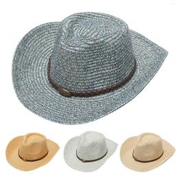 Berets Beach Hat With String Adult Unisex Summer Fashion Sunscreen Straw Cap Casual Cowboy Oversized