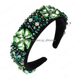 Headbands Luxury Colour Crystal Flower Headband Elegant Hand Made Gem Diamond Hairhand Female Party Hair Jewellery Bezel Drop Delivery Dhqbf