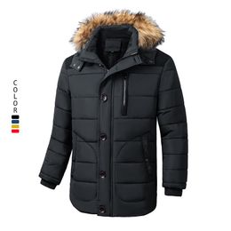 Men's Down & Parkas Winter Parker Jackets Men Casual Warm Thicken Coat Outdoor Male Jacket Fur Collar Hooded Outwear Fashion Mens Clothing