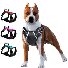 Dog Collars Leashes Adjustbale Matching Leash Collar Reflective Pet Training Supplies Nylon Big Dog Harness No Pull Medium Large Dog Harness Vest 221125