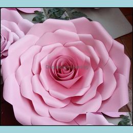 Decorative Flowers Wreaths Thickening Paper Flower Wedding Ceremony Decoration Huge Rose 3D Display Window Manual Flowers Party Su Dhwme